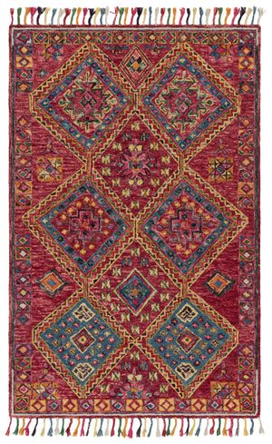 Safavieh Aspen Hand-Tufted Round Wool-Cotton Rug In Vibrant Red & Blue Boho Design For Cozy Accent Spaces 7'-0" x 7'-0" APN111Q-7R