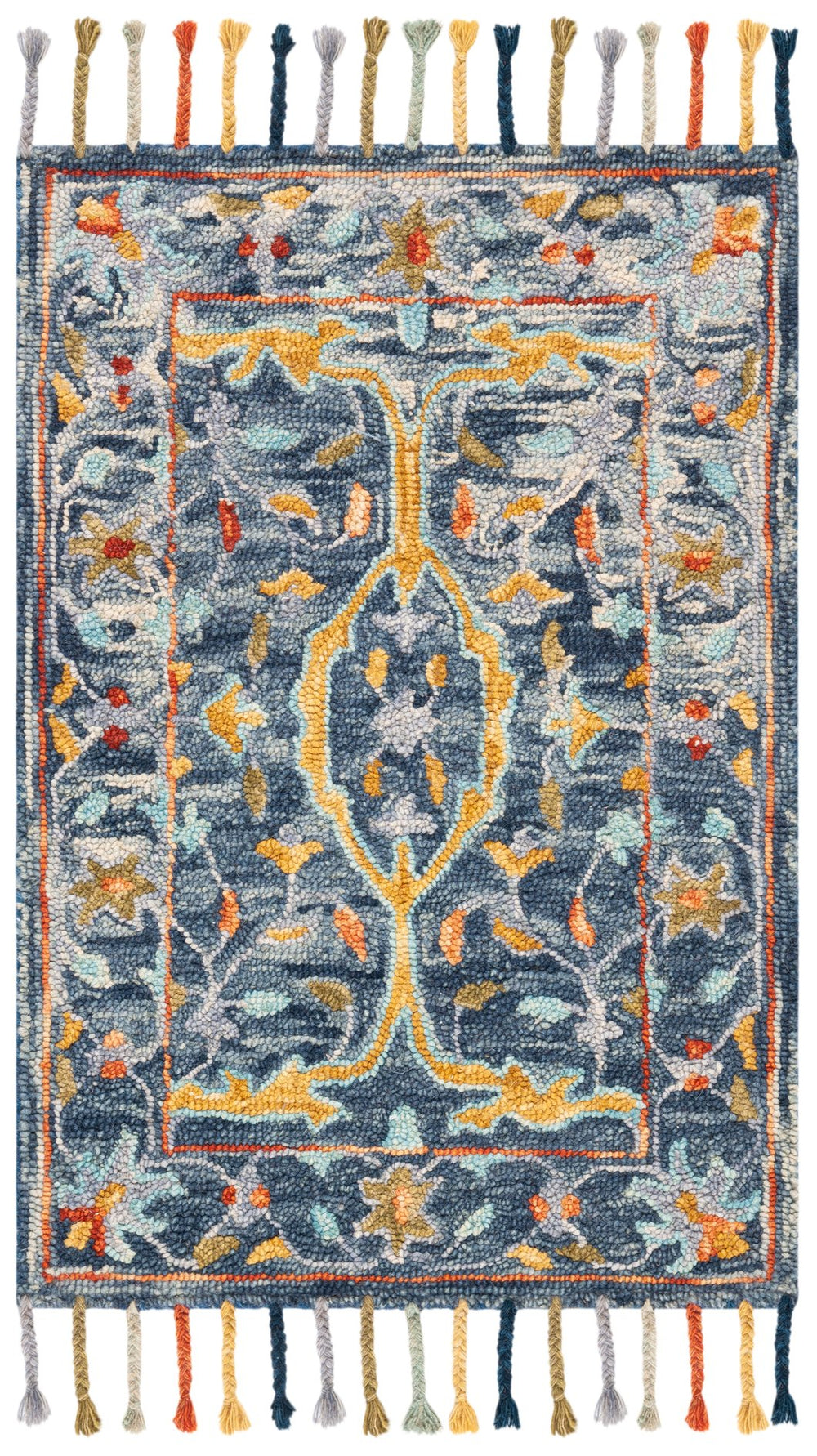 Safavieh Aspen Hand-tufted Wool Area Rug - Luxurious 10x14 Feet With Traditional Ornate Floral Design Blue ,Rust Wool Apn116m-28