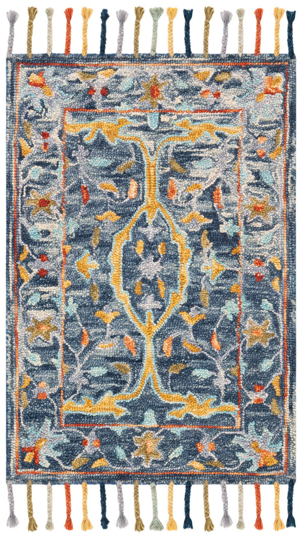 Safavieh Aspen Hand-tufted Wool Area Rug - Luxurious 10x14 Feet With Traditional Ornate Floral Design Blue ,Rust Wool Apn116m-28