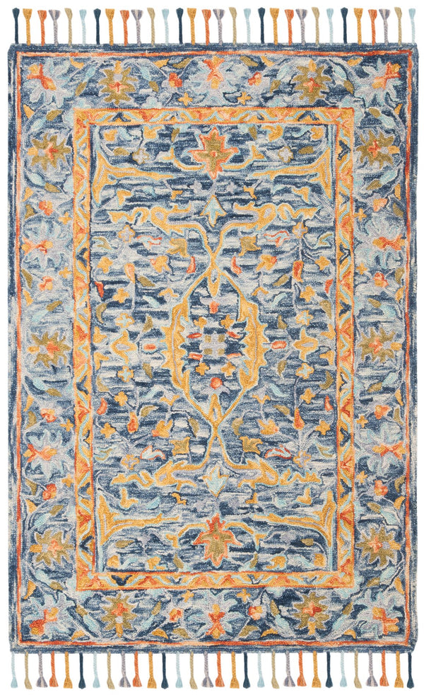 Safavieh Aspen Hand-tufted Wool Area Rug - Luxurious 10x14 Feet With Traditional Ornate Floral Design Blue ,Rust Wool Apn116m-28