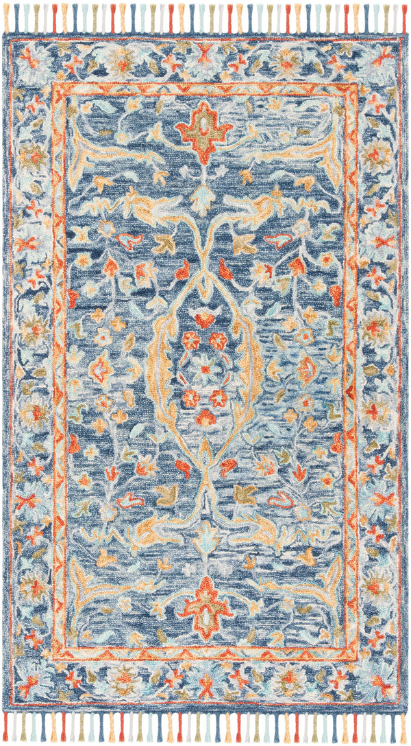 Safavieh Aspen Hand-tufted Wool Area Rug - Luxurious 10x14 Feet With Traditional Ornate Floral Design Blue ,Rust Wool Apn116m-28