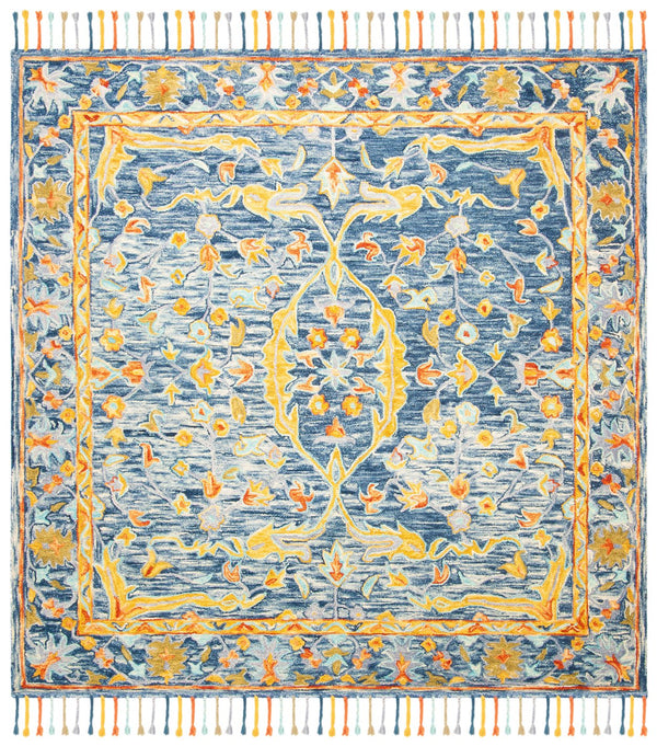 Safavieh Aspen Hand-tufted Wool Area Rug - Luxurious 10x14 Feet With Traditional Ornate Floral Design Blue ,Rust Wool Apn116m-28