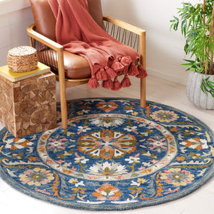 Safavieh Aspen Hand-Tufted Round Rug In Soothing Blue & Green—Wool-Cotton Low Pile, Timeless Elegance 7'-0" x 7'-0" APN129M-7R
