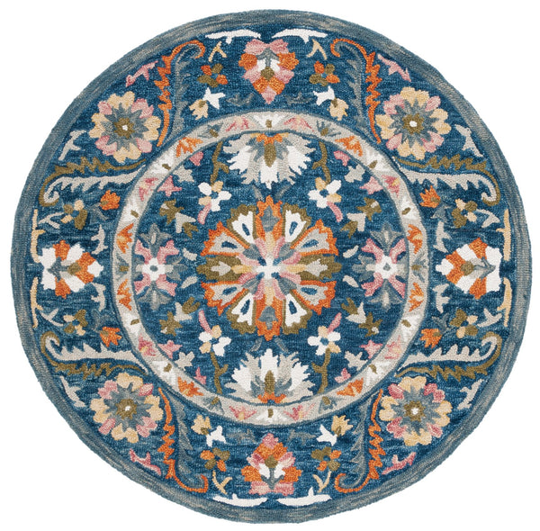 Safavieh Aspen Hand-Tufted Wool Accent Rug In Calming Blue Green Floral Pattern — Low-Profile Cozy 1/2" Pile 2'-3" x 5'-0" APN129M-25
