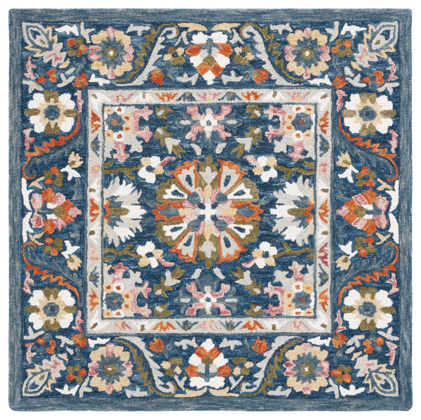 Safavieh Aspen Hand-Tufted Wool Accent Rug In Calming Blue Green Floral Pattern — Low-Profile Cozy 1/2" Pile 2'-3" x 5'-0" APN129M-25
