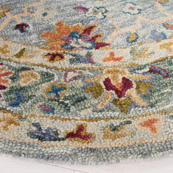 Safavieh Aspen Hand-Tufted Wool Floral Vine Area Rug for Large Boho Living Spaces 8' x 8' Round APN134F-8R
