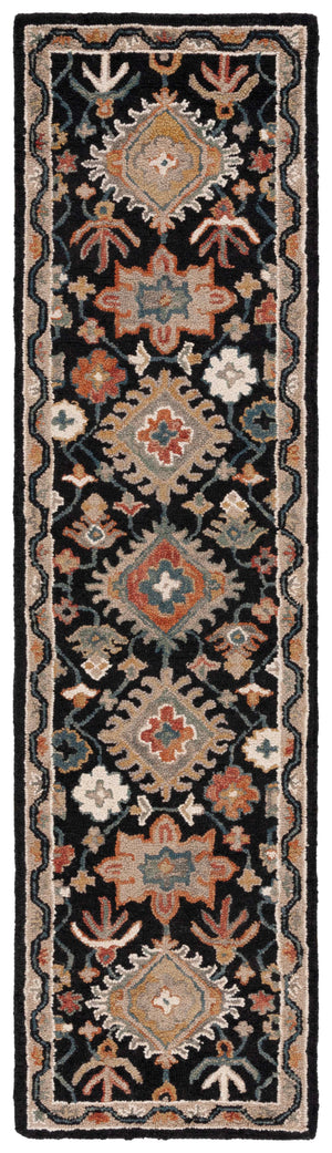 Safavieh Aspen Hand-Tufted Square Area Rug In Black & Rust — Wool-Cotton Blend, Traditional Floral Elegance 7'-0" x 7'-0" APN145Z-7SQ