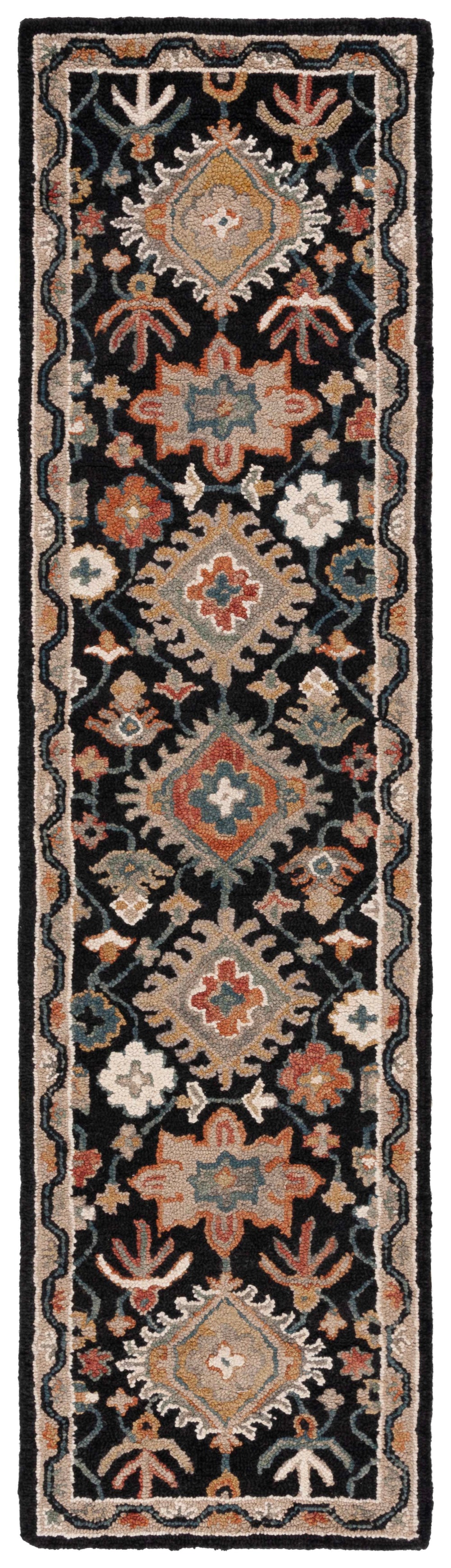 Safavieh Aspen Hand-Tufted Wool Rug In Black & Rust — Traditional Floral Design, Durable Low-Pile Comfort 10'-0" x 14'-0" APN145Z-10