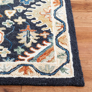 Safavieh Aspen Hand-Tufted Square Area Rug In Black & Rust — Wool-Cotton Blend, Traditional Floral Elegance 7'-0" x 7'-0" APN145Z-7SQ
