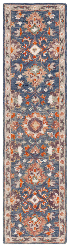 Safavieh Aspen Hand-Tufted 9'X12' Wool-Cotton Rug In Blue & Rust, 1/2" Plush Pile, Traditional-Modern Style APN146M-9
