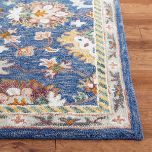 Safavieh Aspen Hand-Tufted 9'X12' Wool-Cotton Rug In Blue & Rust, 1/2" Plush Pile, Traditional-Modern Style APN146M-9