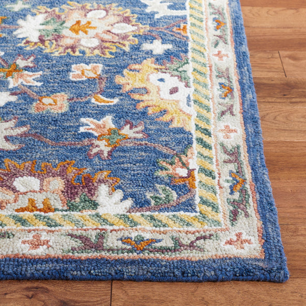 Safavieh Aspen Hand-Tufted 9'X12' Wool-Cotton Rug In Blue & Rust, 1/2" Plush Pile, Traditional-Modern Style APN146M-9