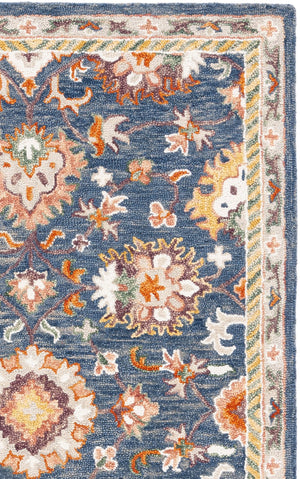 Safavieh Aspen Hand-Tufted 9'X12' Wool-Cotton Rug In Blue & Rust, 1/2" Plush Pile, Traditional-Modern Style APN146M-9