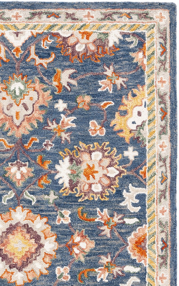 Safavieh Aspen Hand-Tufted 9'X12' Wool-Cotton Rug In Blue & Rust, 1/2" Plush Pile, Traditional-Modern Style APN146M-9
