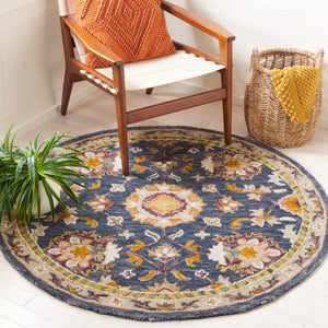 Safavieh Aspen Hand-Tufted 9'X12' Wool-Cotton Rug In Blue & Rust, 1/2" Plush Pile, Traditional-Modern Style APN146M-9