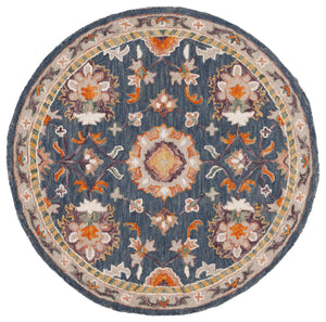 Safavieh Aspen Hand-Tufted 9'X12' Wool-Cotton Rug In Blue & Rust, 1/2" Plush Pile, Traditional-Modern Style APN146M-9