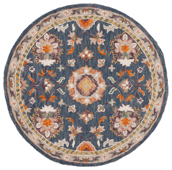 Safavieh Aspen Hand-Tufted 9'X12' Wool-Cotton Rug In Blue & Rust, 1/2" Plush Pile, Traditional-Modern Style APN146M-9