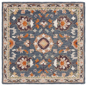 Safavieh Aspen Hand-Tufted 9'X12' Wool-Cotton Rug In Blue & Rust, 1/2" Plush Pile, Traditional-Modern Style APN146M-9