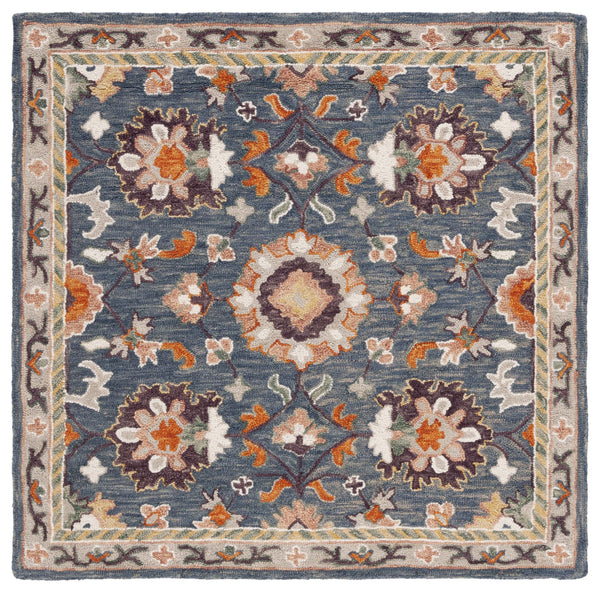 Safavieh Aspen Hand-Tufted 9'X12' Wool-Cotton Rug In Blue & Rust, 1/2" Plush Pile, Traditional-Modern Style APN146M-9