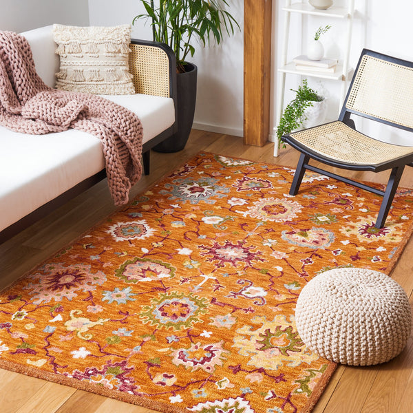 Safavieh Aspen Hand-Tufted Wool-Cotton Area Rug In Muted Rust & Green — Bohemian Elegance, Durable Comfort 9'-0" x 12'-0" APN148P-9