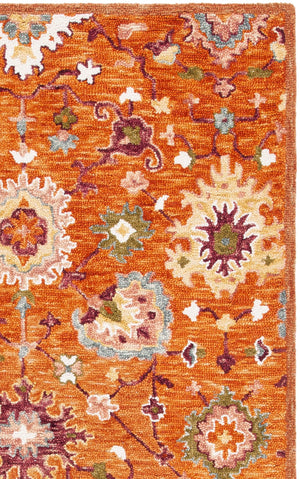Safavieh Aspen Hand-Tufted Rust & Green Square Rug — Wool-Cotton Blend, Bohemian Warmth & Soft Durable Texture 3'-0" x 3'-0" APN148P-3SQ