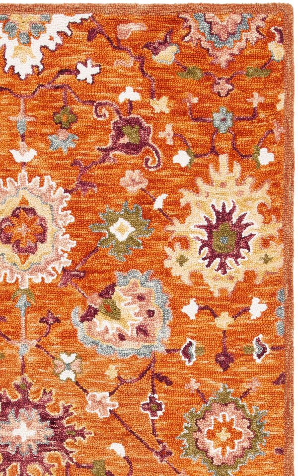 Safavieh Aspen Hand-Tufted Rust & Green Square Rug — Wool-Cotton Blend, Bohemian Warmth & Soft Durable Texture 3'-0" x 3'-0" APN148P-3SQ