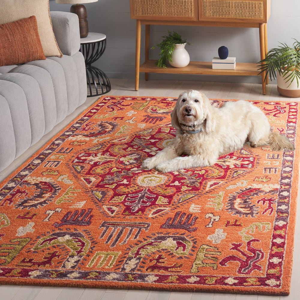 Safavieh Aspen Hand Tufted Corridor Rug – Timeless Elegance With Intricate Floral Motifs For Classic Decor Rust ,Red 85% Wool,15% Cotton Apn151p-29