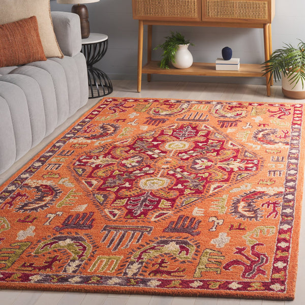 Safavieh Aspen Hand Tufted Corridor Rug – Timeless Elegance With Intricate Floral Motifs For Classic Decor Rust ,Red 85% Wool,15% Cotton Apn151p-29