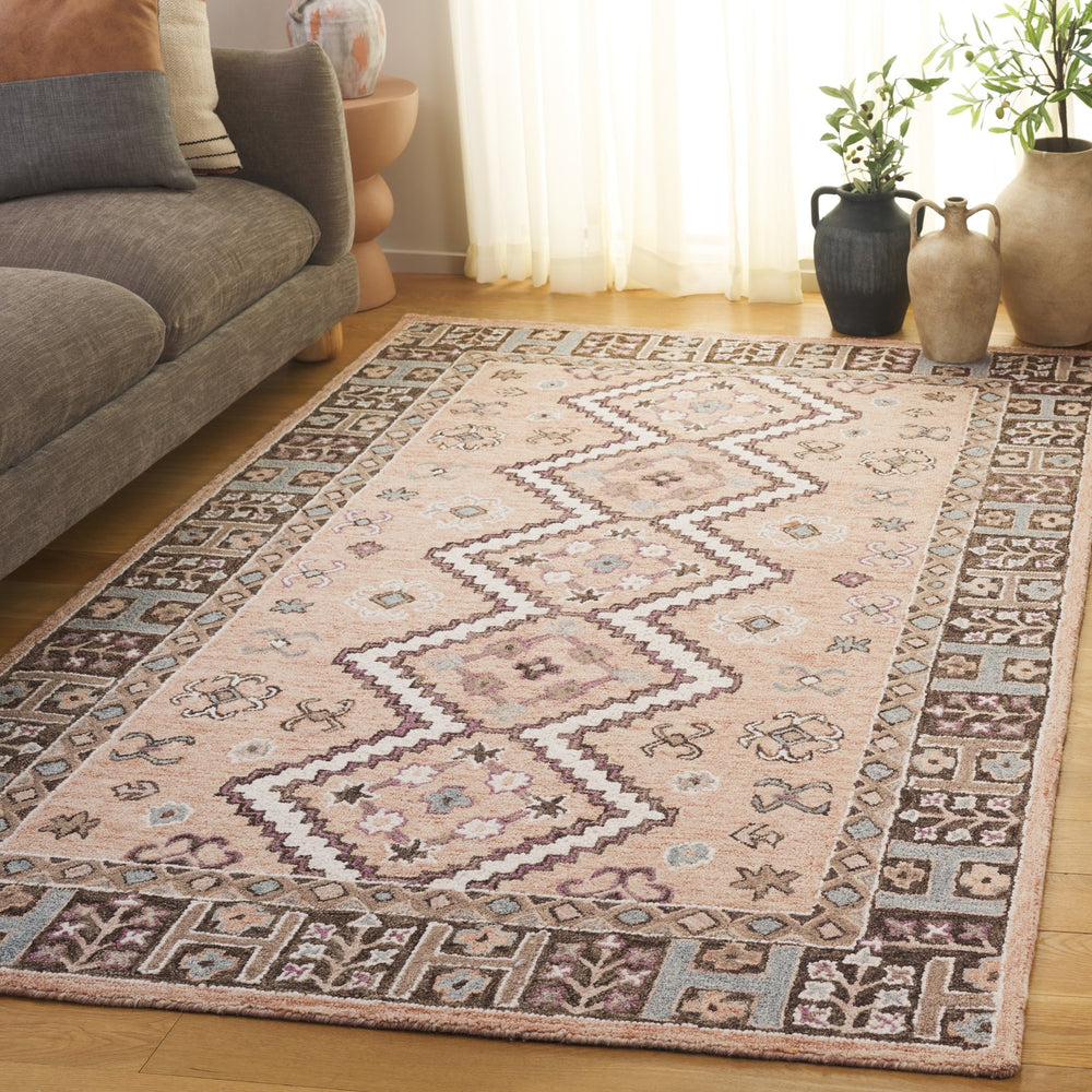 Safavieh Aspen Hand Tufted Wool & Cotton Rug - Luxurious Indian Craftsmanship For Elegant Home Décor Beige ,Grey 85% Wool,15% Cotton Apn153b-5r