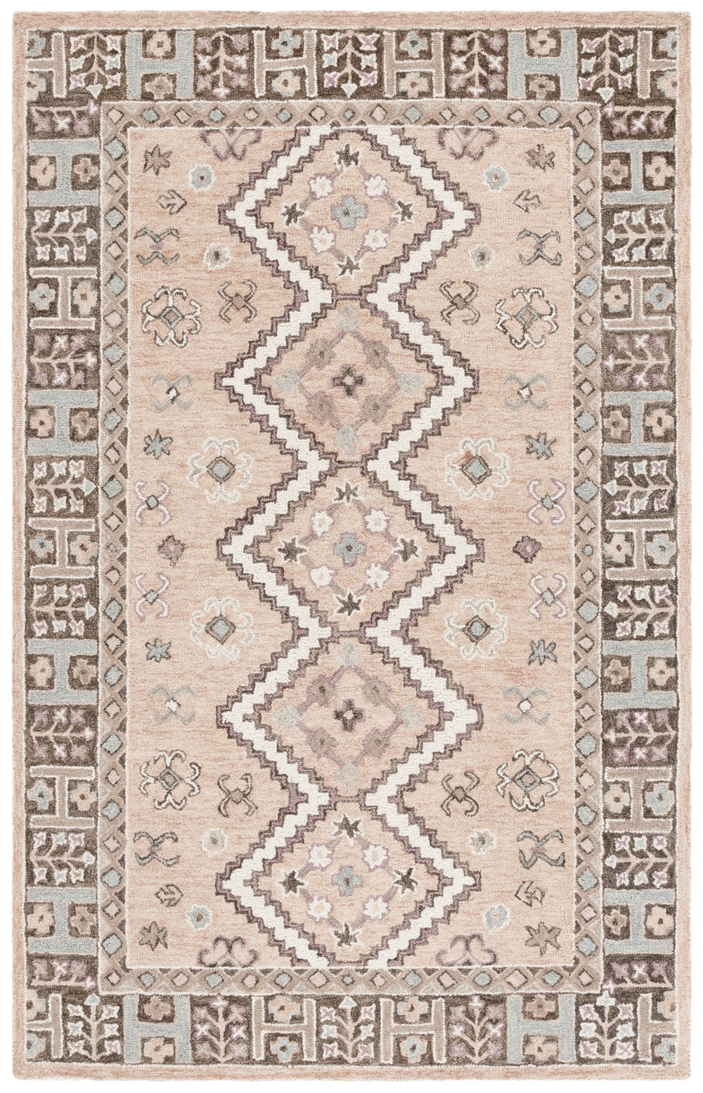 Safavieh Aspen Hand-tufted Area Rug - Luxurious 5x8 Beige & Grey With Classic Diamond Motif For Comfort Beige ,Grey 85% Wool,15% Cotton Apn153b-5