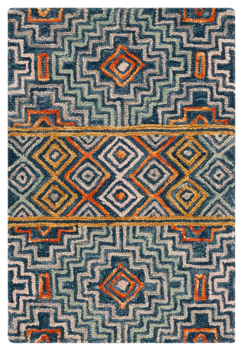 Safavieh Aspen Hand-tufted Bohemian Wool Rug – Vibrant Geometric Design For Timeless Home Elegance Blue ,Gold Wool Apn273m-215