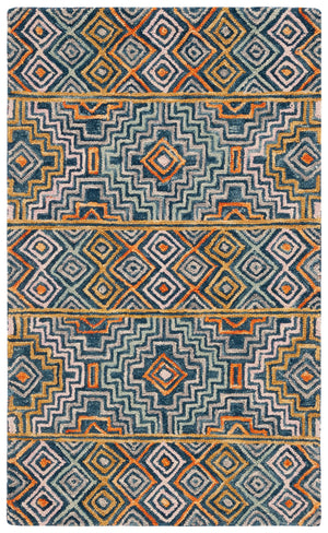Safavieh Aspen Hand-tufted Bohemian Wool Rug – Vibrant Geometric Design For Timeless Home Elegance Blue ,Gold Wool Apn273m-215