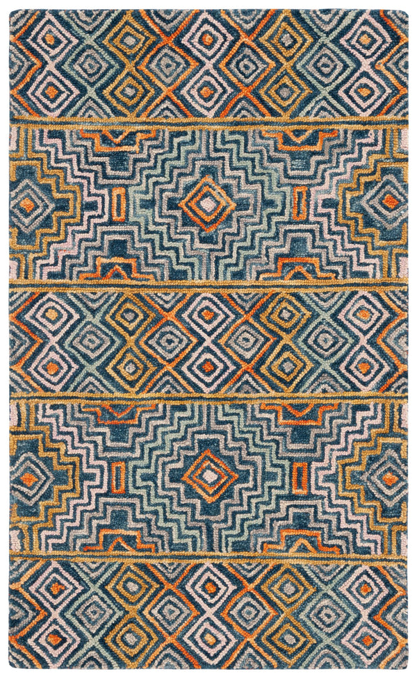 Safavieh Aspen Hand-tufted Bohemian Wool Rug – Vibrant Geometric Design For Timeless Home Elegance Blue ,Gold Wool Apn273m-215