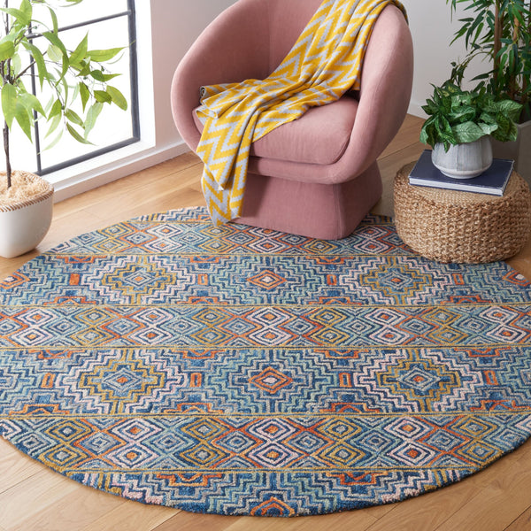 Safavieh Aspen Hand-tufted Bohemian Wool Rug – Vibrant Geometric Design For Timeless Home Elegance Blue ,Gold Wool Apn273m-215