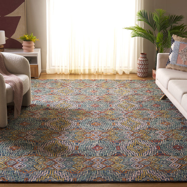 Safavieh Aspen Hand-tufted Bohemian Wool Rug – Vibrant Geometric Design For Timeless Home Elegance Blue ,Gold Wool Apn273m-215