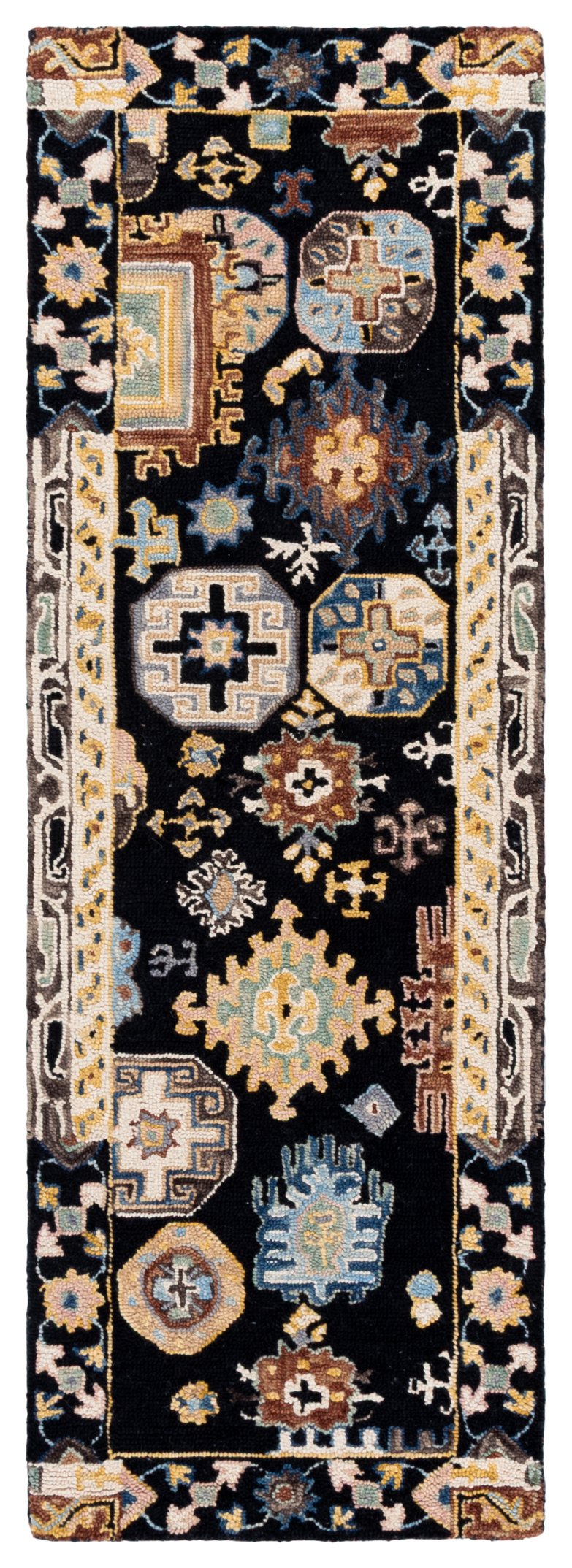 Safavieh Aspen Hand Tufted Wool & Cotton Round Area Rug - Bohemian Black Ivory Design, 7ft Diameter Elegance Black ,Ivory 85% Wool,15% Cotton Apn305z-7r