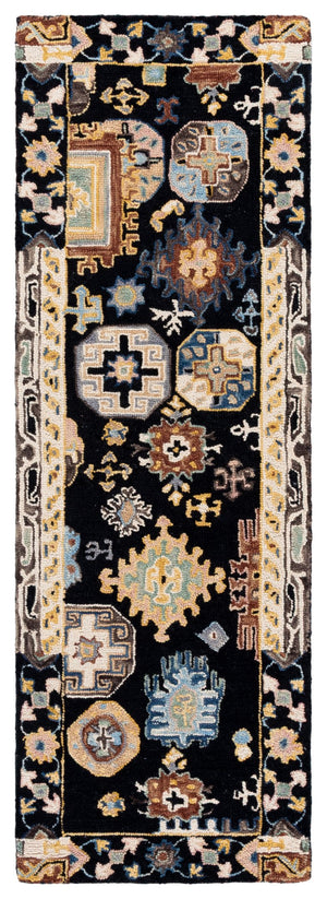 Safavieh Aspen Hand Tufted Wool & Cotton Round Area Rug - Bohemian Black Ivory Design, 7ft Diameter Elegance Black ,Ivory 85% Wool,15% Cotton Apn305z-7r