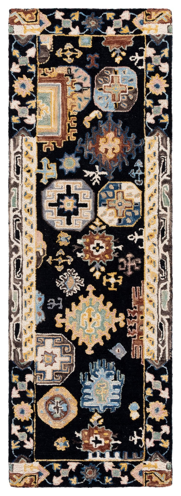 Safavieh Aspen Hand Tufted Wool & Cotton Round Area Rug - Bohemian Black Ivory Design, 7ft Diameter Elegance Black ,Ivory 85% Wool,15% Cotton Apn305z-7r