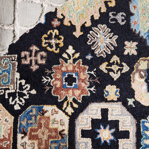 Safavieh Aspen Hand Tufted Wool & Cotton Round Area Rug - Bohemian Black Ivory Design, 7ft Diameter Elegance Black ,Ivory 85% Wool,15% Cotton Apn305z-7r