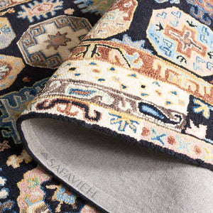 Safavieh Aspen Hand Tufted Wool & Cotton Round Area Rug - Bohemian Black Ivory Design, 7ft Diameter Elegance Black ,Ivory 85% Wool,15% Cotton Apn305z-7r