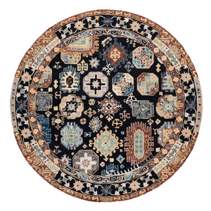 Safavieh Aspen Hand Tufted Wool & Cotton Round Area Rug - Bohemian Black Ivory Design, 7ft Diameter Elegance Black ,Ivory 85% Wool,15% Cotton Apn305z-7r