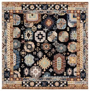 Safavieh Aspen Hand Tufted Wool & Cotton Round Area Rug - Bohemian Black Ivory Design, 7ft Diameter Elegance Black ,Ivory 85% Wool,15% Cotton Apn305z-7r