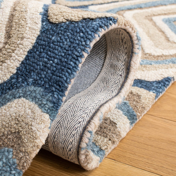 Safavieh Aspen Hand Tufted Wool Area Rug - Elegant Geometric Design For Cozy Living Spaces And Durability Blue ,Beige Wool Apn350m-6