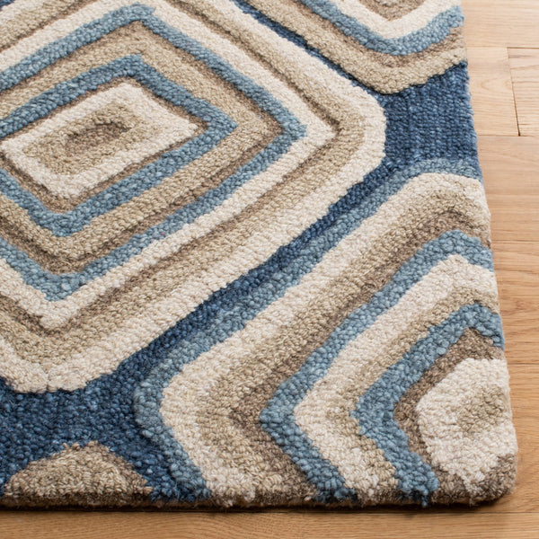Safavieh Aspen Hand Tufted Wool Area Rug - Elegant Geometric Design For Cozy Living Spaces And Durability Blue ,Beige Wool Apn350m-6