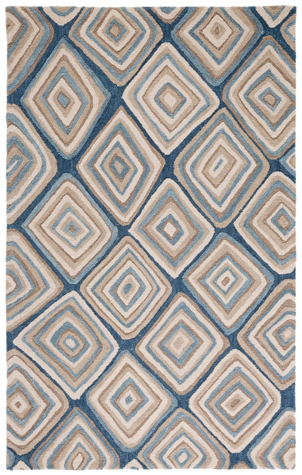 Safavieh Aspen Hand Tufted Wool Area Rug - Elegant Geometric Design For Cozy Living Spaces And Durability Blue ,Beige Wool Apn350m-6