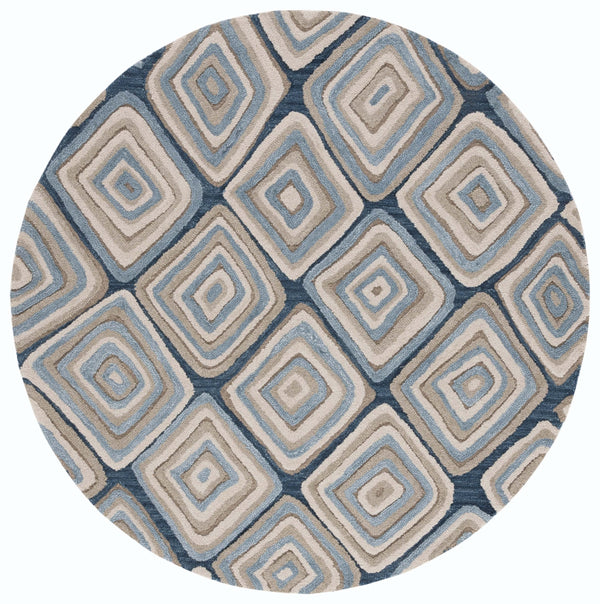 Safavieh Aspen Hand Tufted Wool Area Rug - Elegant Geometric Design For Cozy Living Spaces And Durability Blue ,Beige Wool Apn350m-6