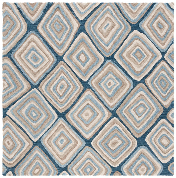 Safavieh Aspen Hand Tufted Wool Area Rug - Elegant Geometric Design For Cozy Living Spaces And Durability Blue ,Beige Wool Apn350m-6