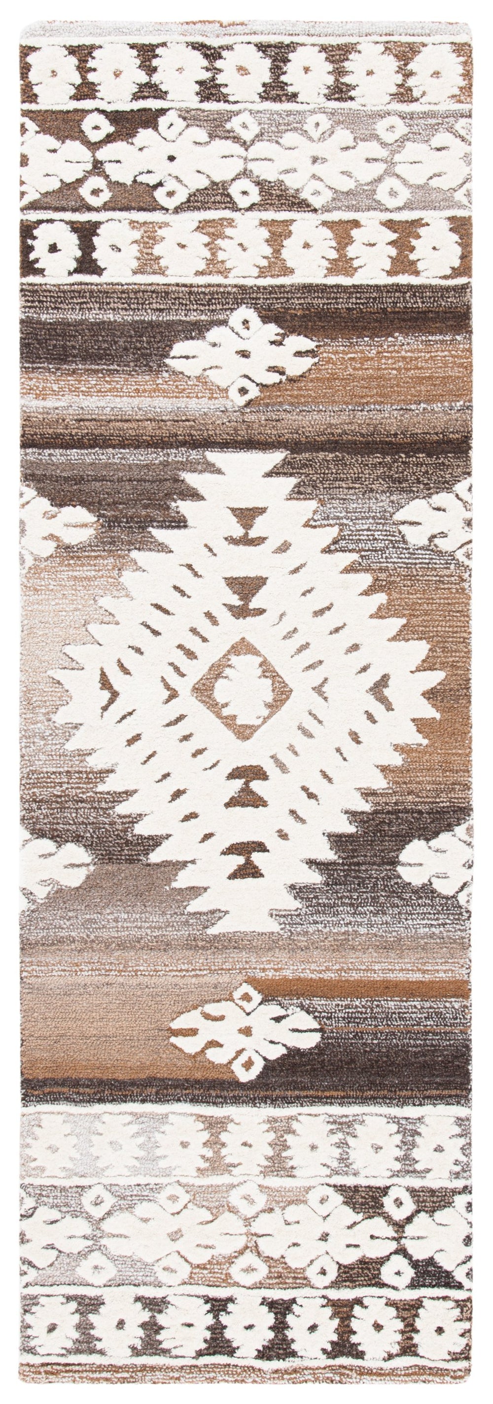 Safavieh Aspen Hand-Tufted Ivory & Light Brown Bohemian Geometric Square Rug — Wool-Cotton Blend, Durable Elegance 3'-0" x 3'-0" APN550A-3SQ