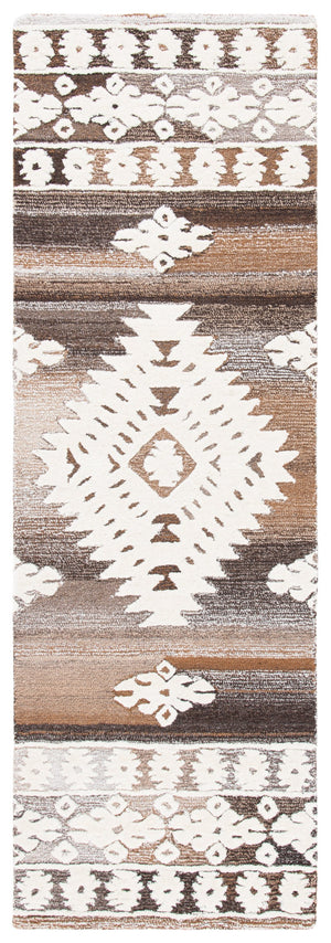 Safavieh Aspen Hand-Tufted Ivory & Light Brown Bohemian Geometric Square Rug — Wool-Cotton Blend, Durable Elegance 3'-0" x 3'-0" APN550A-3SQ