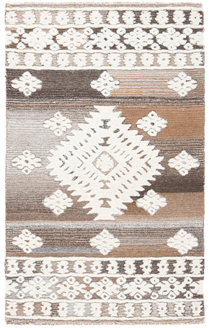 Safavieh Aspen Hand-Tufted Ivory & Light Brown Bohemian Geometric Square Rug — Wool-Cotton Blend, Durable Elegance 3'-0" x 3'-0" APN550A-3SQ
